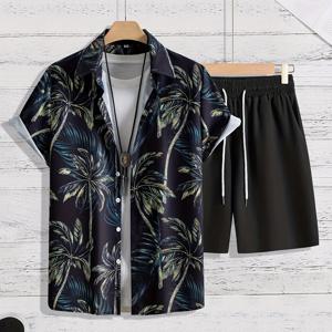 TEMU 29# 여름 신상 캐주얼 슈트 셔츠 핫딜 스트리트 트렌드 슈트, 릴랙스 핏 의상 | 여름 스트리트웨어 | 폴리에스터 원단