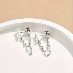 TEMU 일본 스타일과 한국 스타일의 패셔너블한 체인 태슬 귀걸이 한 쌍