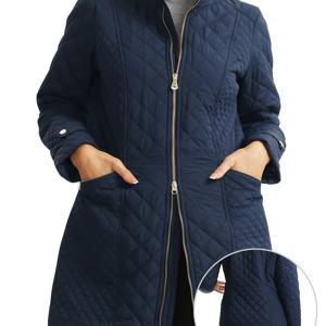 TEMU 여성용 우아한 스탠드 칼라 퀼팅 패딩 재킷 | 가볍고 따뜻한 3계절 겉옷, 부드러운 퀼팅, 세탁기 사용 가능, 볼륨 없는 언더 코트 | 캐주얼에서 드레스룩까지 특정 행사에 적합, 미디 길이, 레귤러 핏