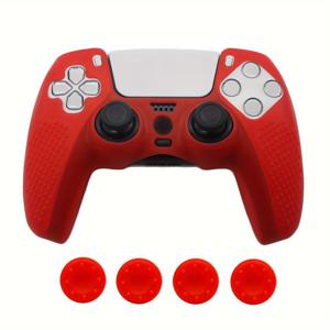 TEMU PS5 컨트롤러 호환, 이 보호 케이스와 캡 4개 세트는 미끄럼 방지, 스크래치 방지 및 땀 방지 기능을 제공하여 게임 성능을 향상시킵니다.