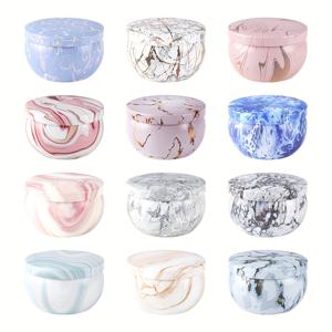 TEMU 12개 라운드 메탈 빈 재질과 뚜껑이 있는 재질, 촛불 용기 라운드 모양 용기, 다양한 용도, 촛불 만들기, 보관, 크리스마스 촛불 선물, 소량 식품 보관 용기, 향신료, 과자, 파우더 보관 용기, 재사용 가능, 높은 온도 내구성 및 청소가 쉬움, DIY 공예 보관 용기, 예술 공예 보관 홈 장식에도 사용 가능합니다.