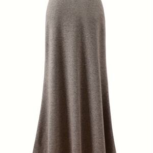 TEMU 솔리드 컬러 소프트 스윔 엘레강스 트럼펫 롱 스커트