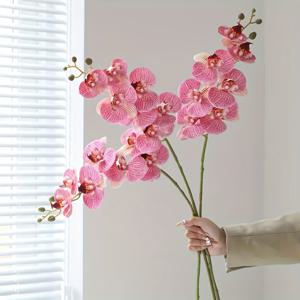 TEMU 3개, 인공 팔라에노피스 꽃, 긴 줄기 팔라에노피스 인공 꽃, 홈 인도어 거실 화병 꽃 장식, 데이, 어머니날, 결혼식 장면 장식, 크리스마스, 추수감사절 및 사무실 분위기, 클래식 스타일, 플라스틱 소재, 꽃 테마, 봄과 여름 장식