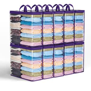 TEMU 보라색 지퍼 클로저가 있는 5/10팩 투명 비닐 보관백 - 옷, 담요, 침대 시트, 스웨터 등에 적합한 헤비듀티 휴대용 - 옷장, 여행, 계절별 보관용 투명 정리백