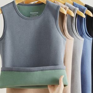 TEMU 새로운 호주산 남성용 보온 두꺼운 안감 조끼 가을 겨울 방한 베이스 레이어 상의