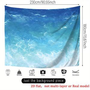TEMU 2D 평면 다중 레이어 아님, 실물 모델 1개 바다와 호수 물결 배경 배너 스토리데이 배경, 라이브 스트리밍 장식, 파티 장식, 생일 기념일 및 방, 정원, 야외 실내용 재사용 가능한 벽 장식
