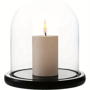 TEMU 눈꽃 글로브 만들기용 단일 장식 투명 유리 돔 클로슈, 검은색 받침대 디스플레이 케이스가 있는 테이블 중앙 장식품으로 완벽합니다.