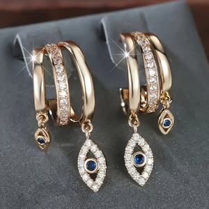 TEMU 여성용 연회, 파티 및 웨딩 시즌에 잘 어울리는 우아하고 고급스러운 파란 눈물 귀걸이