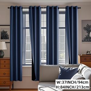 TEMU 모던 폴리에스터 코팅 안감, 아이렛 탑이 있는 침실 거실 주방용 4개입 100% 커튼, 빛 차단 및 프라이버시, 단색, 사계절 사용 가능, 손세탁 전용