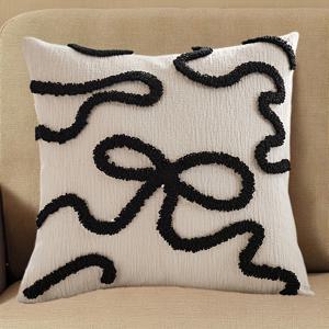 TEMU 거실 및 침실 소파에 적합한 벨벳 보우 타이 베개 커버 세트 (베개 속통 제외)