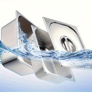 TEMU 3개 스테인리스 스틸 찜기, 튀김기 호텔 준비 테이블 식품 구멍 판 1/2 사이즈 세트, 다용도, 다기능, 식품 보관 용기, 뷔페, 준비, 식품 가열에 적합 (만화용)