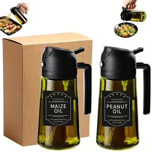 TEMU 16온스 오일 디스펜서 및 스프레이 세트, 다용도 올리브 오일, 아름다운 라벨 주방용품, 샐러드 드레싱, 바베큐 및 베이킹, 주방 필수품 | 스타일리시 디스펜서, Bps-프리, 요리 필수품, 베이킹 용품, 모던 주방용품