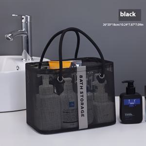 TEMU 접이식 메쉬 샤워 캐디, 공간 절약형 휴대용 욕실 정리함 – 샴푸, 비누, 화장품 수납 가능, 크리스마스/할로윈 선물 및 사계절 사용 완벽한 장식