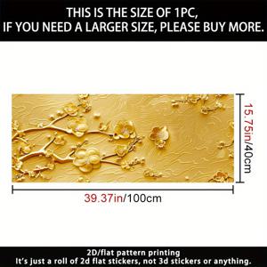 TEMU 1pc 우아한 골든 플로럴 PVC 벽지 - 2D 플랫 디자인, 생동감 있는 꽃과 잎, 주방 캐비닛, 카운터탑, 벽에 사용할 수 있는 자체 접착식 비닐 - 잘라서 설치하기 쉽고, 모서리가 없는 패턴으로 현대적인 거실 장식, 주방 벽지, 럭셔리 장식, 2D 플랫