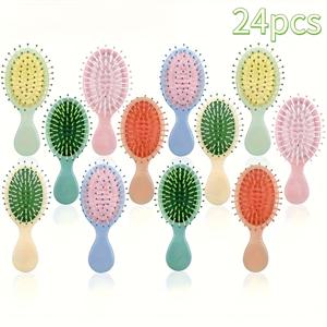 TEMU 24개 미니 마카롱 헤어 브러쉬 세트 – 쿠션 빗 포함, 휴대용 여행용 헤어브러시, 신부 들러리 선물, 컴팩트 포켓 브러쉬