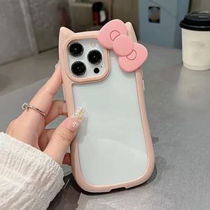 TEMU 고양이 귀 리본 풀바디 방탄 케이스 - 애플 아이폰 16, 15, 14, 13, 12, 11, XR, X, 8, 7 프로 플러스 맥스용 창의적인 디자인