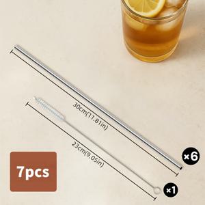 TEMU 7개 빨대 세트, 30cm 길이의 스테인리스 스틸 빨대, 청소 브러쉬가 포함된 교체용 빨대 - 재사용 가능 - 녹 및 부식 방지 - 식기세척기 사용 가능 - 30/40 Oz 여행용 머그에 적합한 특대형 빨대 - 학생에게 적합