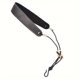 TEMU 인뮤크 인조 가죽 클라리넷 목걸이 스트랩 - 조절 가능한 편안한 지지대, 음악가를 위한 인체공학적 디자인, 안전한 착용감, 골드톤 메탈 하드웨어 (블랙), 클라리넷 테마 선물