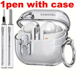 TEMU 삼성 갤럭시 버드 3 및 갤럭시 버드3 프로 충전 케이스용 클리어 보호 케이스 (클리닝 키트 포함)