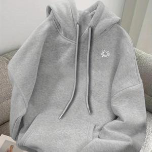 TEMU 남성용 안감 후드 스웨트셔츠, 행성 프린트, 가을/겨울용 다용도, 스포티 캐주얼, 편안한 후드티