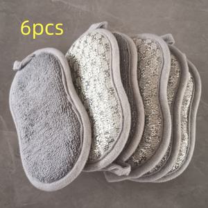 TEMU 6개입 헤비듀티 마이크로화이버 스펀지 - 초흡수, 재사용 가능 및 세탁기 사용 가능, 주방, 가정 및 욕실 청소용 - 먼지와 음식 잔해 제거에 이상적, 사계절 사용 가능, 주방 청소 필수품|질감 있는 표면|스폰지