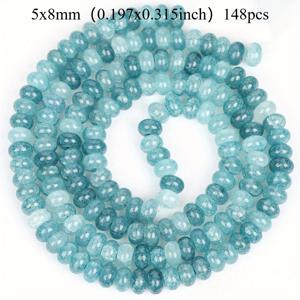 TEMU 아쿠아마린 아바쿠스 모양 크랙 인조 비즈 148개입 5x8mm, 주얼리 만들기용 팔찌 목걸이 액세서리