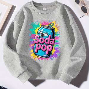 TEMU 여아용 긴팔 패션 프린트 스웨트셔츠, 가을/겨울 캐주얼 상의 (둥근 목), 야외 활동에 적합, 여아용 포근한 스웨터, 포근한 스웨터, |장난기 넘치는 프린트 스웨트셔츠|둥근 목 스웨트셔츠, 여아용 스웨터