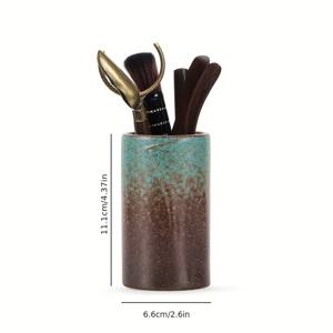 TEMU 차도식 6인조功夫 차 세트 액세서리 ( 붓, 차바늘, 차집, 차스푼, 차제조 도구, 세라믹 차실 포함)