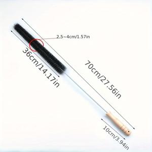 TEMU 인체공학적 손잡이가 있는 매우 긴 유연한 파이프 청소 브러쉬 - 재사용 가능한 부드러운 솔, 내구성이 뛰어난 나무 & 금속 구조, 주방, 욕실, 화장실 청소용 전기 불필요 - 다용도 가정용 & 세탁기 클리너