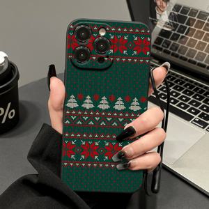 TEMU 폰 케이스: 원피스 크리스마스 트리 눈송이 그린 도트 라인 패턴 스타일리시하고 다용도 하드 쉘 랜야드 디자인 블랙 폰 케이스 충격 흡수 및 낙하 방지 편안한 그립 아이폰 시리즈 11-17 Pro Max 시리즈 호환