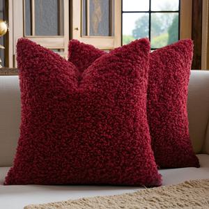 TEMU 축제 분위기의 레드 인조 베개 커버, 다양한 사이즈로 제공, 부드럽고 편안한 촉감, 거실 소파 등 실내 환경에 적합, 세탁기 사용 가능, 휴일 장식에 완벽.