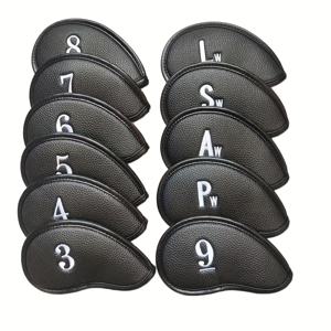 TEMU 11개 아이언 헤드커버 세트 - 숫자 자수 블랙, 매직 테이프 잠금, 완벽한 골프 클럽 보호, 골프 선수 선물, 골프 클럽 헤드커버, |자수 헤드커버|튼튼한 헤드커버, 골프 클럽 커버, 우드 커버