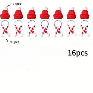 TEMU 미니 니트 모자와 스카프 16개 세트, 크리스마스 얀으로 제작된 공예용 인형 모자, 작은 니트 헤어 추가 및 트리 장식, 미니어처 인형 추가, 인형 헤어 스타일 조각, 얀 장식품, 니트 미니 모자, 인형 모자 디자인