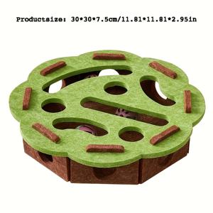 TEMU 고양이 재미 상자 - 발자국이 있는 상호작용 스크래치 및 파기 장면, 고양이 유혹 장난감, 내구성 있는 실내 고양이 퍼즐 게임, 정신 자극 및 신체 활동, 2개의 공 장난감 포함 (랜덤 색상), 재미있는 디자인, 배터리 불필요