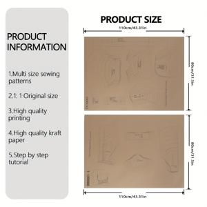 TEMU 1:1 스케일 리얼리스틱 강아지 셔츠 & 후드 패턴 - DIY 핸드메이드 애완동물 의류 제작 템플릿, 초보자용 강아지 코스튬 & 재봉 종이 공예