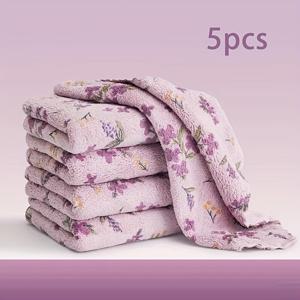 TEMU 5개 또는 8개 코랄 플리스 청소용 천 | 높은 흡수력, 빠른 건조, 부드러운 다용도 (주방, 욕실, 유리, 자동차용) - 핑크 & 골든 코랄 패턴, 폴리에스터