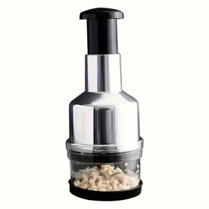 TEMU 튼튼한 스테인리스 스틸 마늘 다지기 키트 - 304 헤비 듀티 스테인리스 스틸로 제작된 다용도 도구로 마늘을 다지기, 양파를 미세하게 다지기, 벨프라이프를 슬라이스하기에 이상적입니다. - 청소하기 쉬운 날카로운 날이 달린 컴팩트한 수동 다지기 포함|마늘다지기