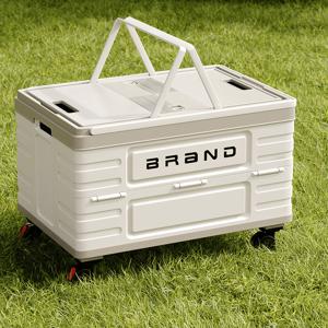 TEMU 대용량 접이식 보관함 다기능 캠핑 필수품 정리함 범용 바퀴 푸시 핸들 자동차 보관함 아웃도어 캠핑테이블 우드상판 폴딩박스 휴대용 캠핑 보관함