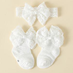 TEMU 봄, 가을용 레이스 빅 리본 아기 양말 세트, 작은 공주님에게 완벽합니다.