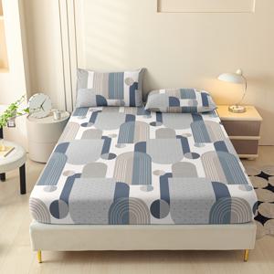 TEMU 3피스 기하학적 침구 세트, 세련된 클래식 소프트 컴포트, 침실 및 게스트룸에 적합. 피트드 시트 1개와 베개커버 2개 포함, 충전재 없음