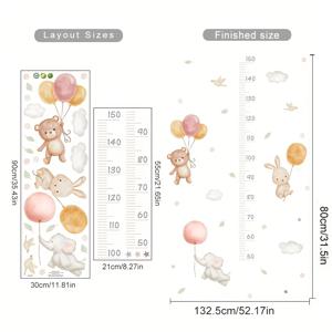 TEMU 2개 세트 귀여운 풍선 곰 토끼 코끼리 키 측정자 벽 스티커, 침실 거실 장식용 접착식 벽 데칼