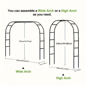 TEMU 헤비듀티 스틸 가든 아치 (후크 포함) - 블랙 메탈 야외 구조, 덩굴식물·장미·채소용, 발렌타인데이 선물 추천, 내구성 강한 정원 장식품, 수직 식재 및 아치형 통로 장식
