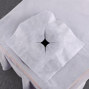 TEMU 100개 일회용 부직포 마사지 침대 시트 (얼굴 구멍 포함) | 화이트 피라미드형 타월, 미용실 및 스파에 적합, 폴리에스터 소재