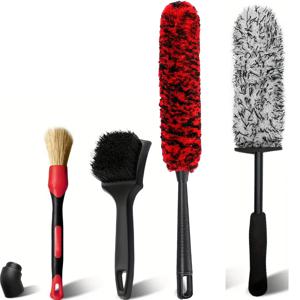 TEMU 5개 세트 자동차 휠 브러시 세트, 스크래치 방지 초미세 섬유 타이어 깊은 청소 도구, 포함