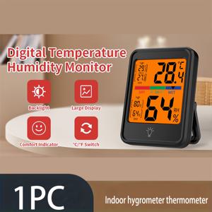 TEMU 디지털 실내 온도 및 습도계, 실내 온도 측정, 습도 모니터링, 백라이트가 있는 최고/최저 기록 기능, 온실, 침실 및 사무실에 적합, AAA 배터리 전원 (미포함)