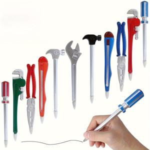 TEMU 11개 공구 모양 볼펜 - 독특한 플라이어 해머 렌치 디자인, 부드러운 검정 잉크, 내구성 좋은 플라스틱, 클릭형 캡, 중간 굵기, 학생 및 사무실에 적합, 학용품, 창의적인 선물 아이디어, 사무용품 | 공구 모양 펜 | 내구성 P