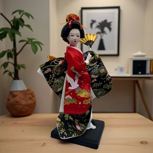 TEMU 수제 일본 게이샤 인형 수집용 조각 - 전통 기모노 & 하오리 디자인, 거실, 책상, 책장 장식용 레진 공예 피규어, 독특한 홈 액센트, 게이샤 장식