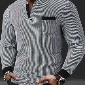 TEMU 남성용 텍스처 긴팔 캐주얼 헨리넥 셔츠, 통기성 좋은 원단으로 제작, 세탁기 사용 가능, 야외 및 사무실 데일리 웨어에 적합, 다기능 의류, 고품질 소재, 가볍고 스타일리시한 남성용.