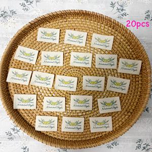 TEMU 20개 노란색 꽃무늬 패브릭 라벨 패치, 의류, 모자, 가방 장식용