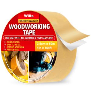 TEMU 양면 목공용 테이프, 1인치 X 164피트, 잔여물 없음, 제거 가능한 양면 목공용 마스킹 테이프, 목재 템플릿, 라우팅, 앵커링, 라우터 템플릿 및 CNC 머신용